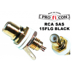 RCA SAS 15FLG BLACK Pro.fi.con socket golden plated female οικονομική επίχρυση θηλυκή υποδοχή με μόνωση από το σασί σε μαύρο χρώμα μονωμένο φις